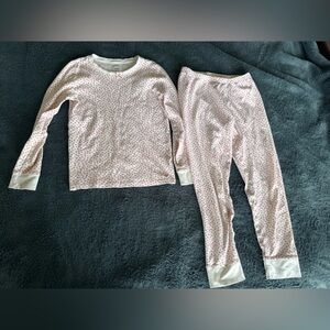 Pajamas set by Petite Plume size 10 kids with tiny hearts has a couple of stains